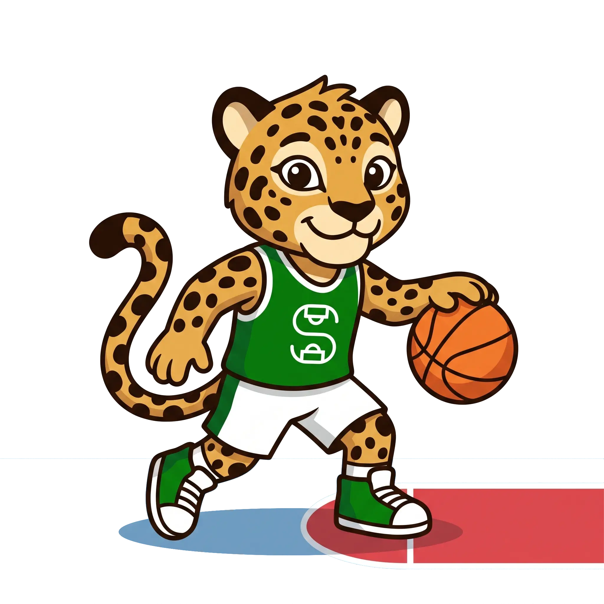 Chaski jugando básquet con la camiseta verde SAMI