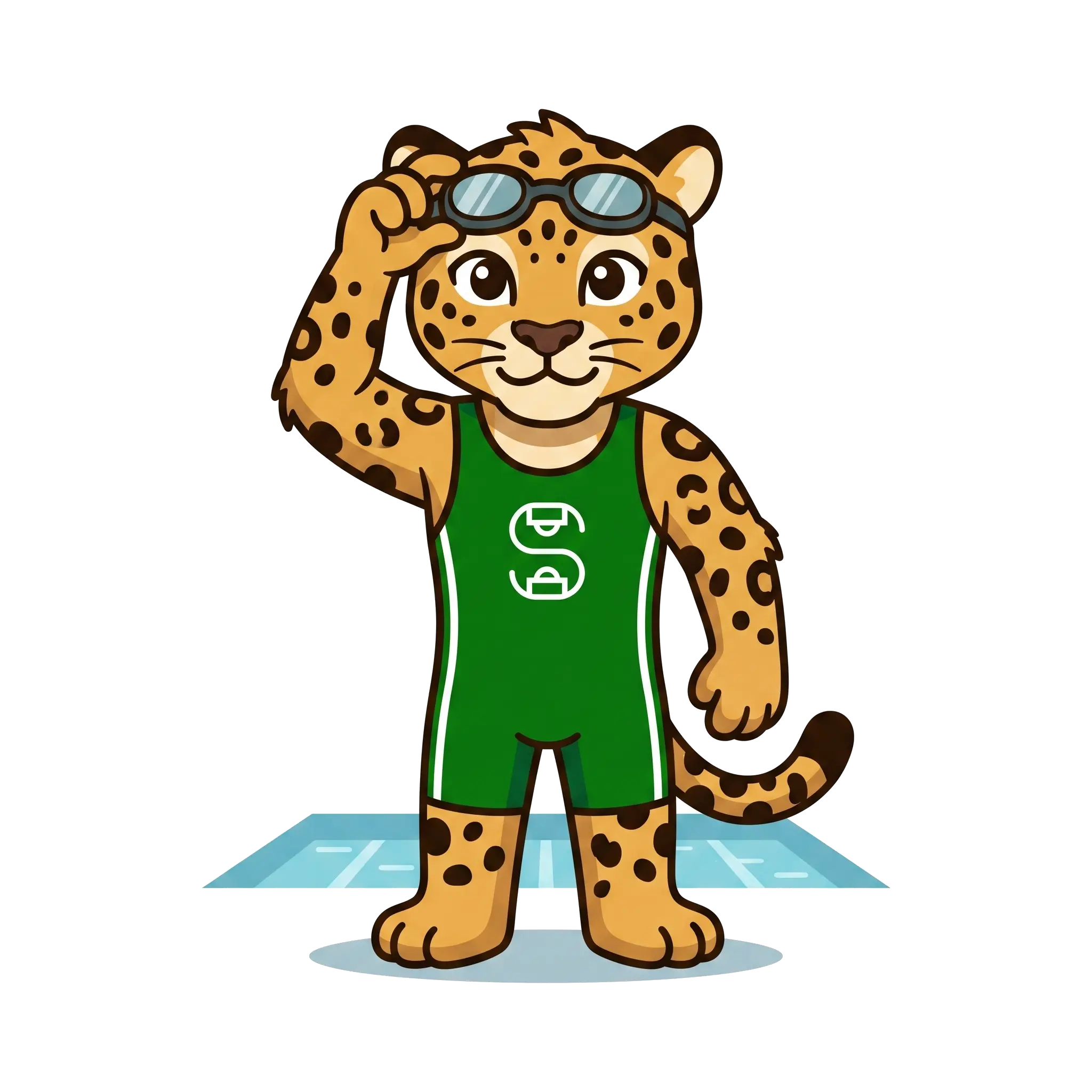 Chaski en la piscina con la camiseta verde SAMI