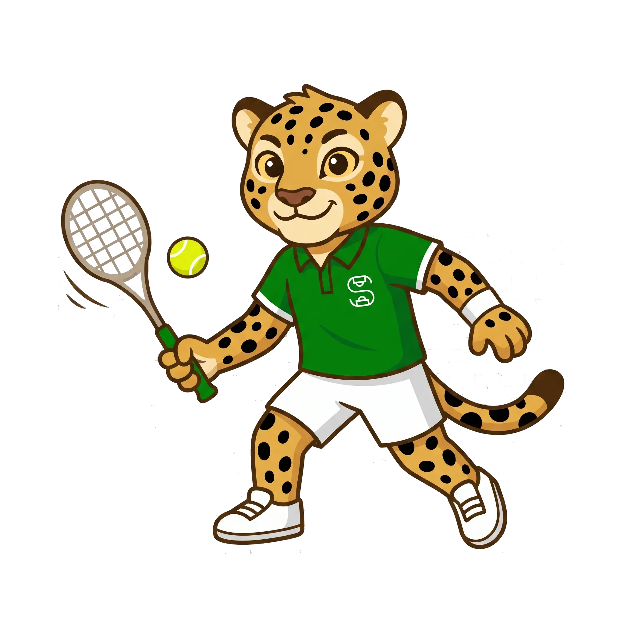 Chaski jugando tenis con la camiseta verde SAMI